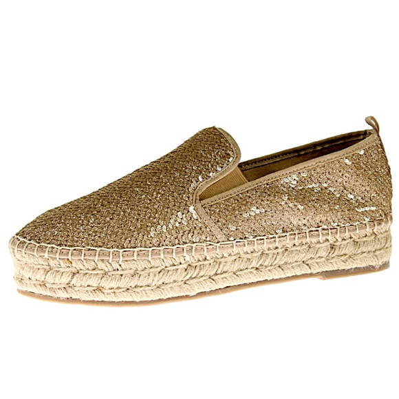 Steve Madden Shoes - Steve Madden Gold Sequin Espadrilles! NEW!